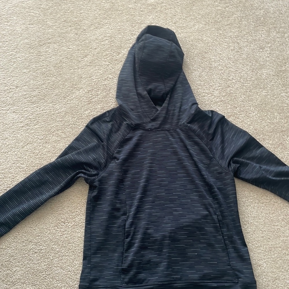 Black And Small White Striped Hoodie Athletic Material Size S